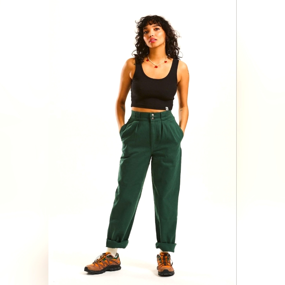 Lucy and Yak Addison Tapered Jeans Organic Twill in Posy Green W50